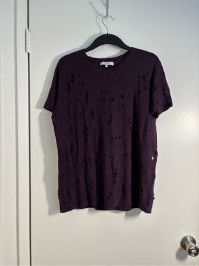 IRO Distressed Purple Crewneck Tee